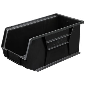 Stack & Hang Parts Storage Bin - Small Plastic Container - Size 7 - 37.5 x 21 x 18 cm - Black - BIN-7-BLACK