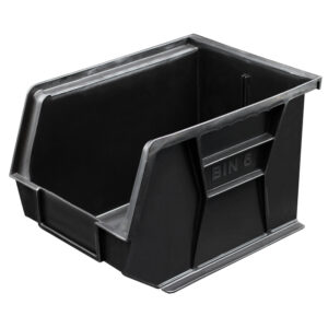 Stack & Hang Parts Storage Bin - Small Plastic Container - Size 6 - 28 x 21 x 18 cm - Black - BIN-6-BLACK