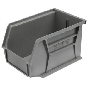 Stack & Hang Parts Storage Bin - Small Plastic Container - Size 4 - 21 x 14 x 13 cm - Grey - BIN-4-GREY