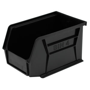 Stack & Hang Parts Storage Bin - Small Plastic Container - Size 4 - 21 x 14 x 13 cm - Black - BIN-4-BLACK
