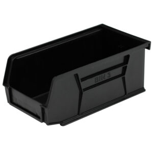 Stack & Hang Parts Storage Bin - Small Plastic Container - Size 3 - 19 x 10.5 x 7.5 cm - Black - BIN-3-BLACK