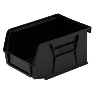 Stack & Hang Parts Storage Bin - Small Plastic Container - Size 2 - 13.5 x 10.5 x 7.5 cm - Black - BIN-2-BLACK