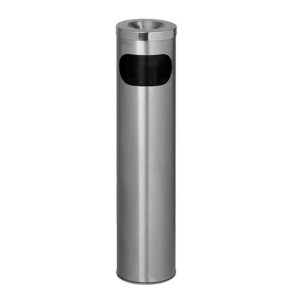 Ashtray Litter Bin - Stainless Steel - Pillar - Wide - Cut Out - 200 Ø x 810 (H) mm - WLP001SS