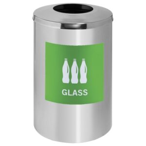 Recycling Bin One Hole - Stainless Steel - Includes Sticker Label and Plastic Liner - 490 Ø x 695 (H) mm - RECDK01SSREC004L1