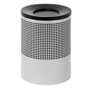 Steel Litter Bin - Wide - Swivel Funnel Top Lid and Bin Liner - Perforated - 400 Ø x 600 (H) mm - Silver - 770SI-027SD