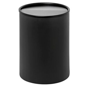 Steel Litter Bin - Wide - Full Swivel Lid and Bin Liner - Solid - 400 Ø x 600 (H) mm - Black - 763BL-027SD