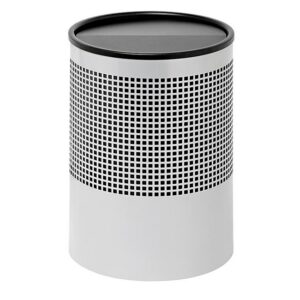 Steel Litter Bin - Wide - Full Swivel Lid and Bin Liner - Square Punch - 400 Ø x 600 (H) mm - Silver - 762SI-027SD