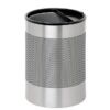 Steel Litter Bin - Wide - Half Moon Flip Top Lid and Bin Liner - Perforated - 400 Ø x 600 (H) mm - Stainless Steel - 753SS-027SD