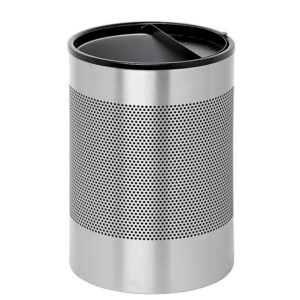 Steel Litter Bin - Wide - Half Moon Flip Top Lid and Bin Liner - Perforated - 400 Ø x 600 (H) mm - Stainless Steel - 753SS-027SD