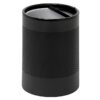 Steel Litter Bin - Wide - Half Moon Flip Top Lid and Bin Liner - Perforated - 400 Ø x 600 (H) mm - Black - 753BL-027SD
