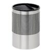Steel Litter Bin - Wide - Ashtray Half Moon Flip Top Lid and Bin Liner - Square Punch - 400 Ø x 600 (H) mm - Stainless Steel - 752SS-027SD