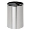 Steel Litter Bin - Wide - Ashtray Half Moon Flip Top Lid and Bin Liner - Solid - 400 Ø x 600 (H) mm - Stainless Steel - 751SS-027SD