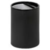 Steel Litter Bin - Wide - Ashtray Half Moon Flip Top Lid and Bin Liner - Solid - 400 Ø x 600 (H) mm - Black - 751BL-027SD