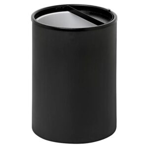 Steel Litter Bin - Wide - Ashtray Half Moon Flip Top Lid and Bin Liner - Solid - 400 Ø x 600 (H) mm - Black - 751BL-027SD