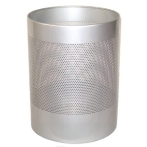Steel Litter Bin - Jumbo - Perforated - 460 Ø x 620 (H) mm - Silver - 667SI