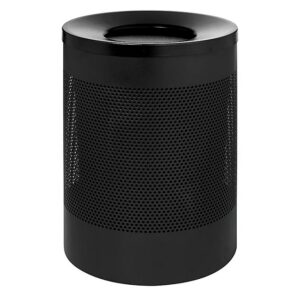 Steel Litter Bin - Wide - Funnel Top Lid and Bin Liner - Perforated - 400 Ø x 600 (H) mm - Black - 631BL-027SD