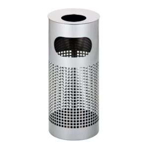 Ashtray Litter Bin - Stainless Steel - Square Punch - Free Standing - 240 Ø x 600 (H) mm - Brushed Finish - 435SS