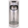 Ashtray Litter Bin - Steel Powder Coated - Square Punch - Free Standing - 250 Ø x 600 (H) mm - Silver - 435SI