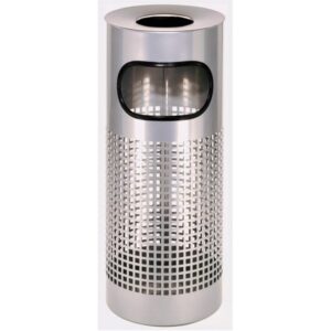 Ashtray Litter Bin - Steel Powder Coated - Square Punch - Free Standing - 250 Ø x 600 (H) mm - Silver - 435SI