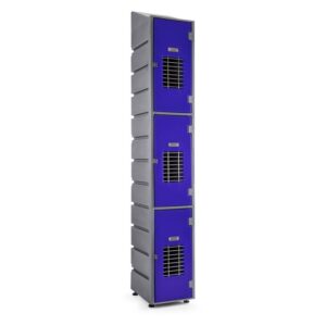 Plastic Locker - Mesh Door - HACCP Compliant - Slanted Top - 3 Tier - LOCKER3MESH-SLANT