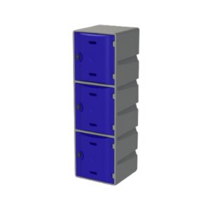 Plastic Locker - Junior - Solid Door - HACCP Compliant - Flat Top - 3 Tier - Blue - JUNLOCKERBLUE
