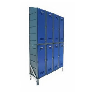 Plastic Clothes Lockers on Frame - 4 x Flat Top and 4 x Slanted Top Lockers - HACCP - 8CF-SLANTED