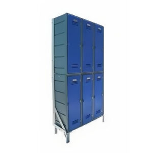 Plastic Clothes Lockers on Frame - 6 x Flat Top Lockers - HACCP - 6CF-FLAT