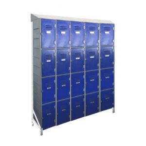 Plastic Lockers on Frame - 5 x 4-Tier (20 Tiers) - Solid Door - Slanted Top - HACCP - 5-4LF-SLANTED