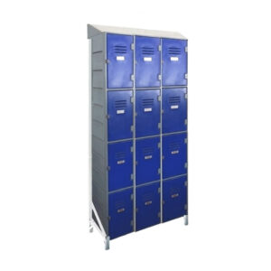 Plastic Lockers on Frame - 3 x 4-Tier (12 Tiers) - Solid Door - Slanted Top - HACCP - 3-4LF-SLANTED