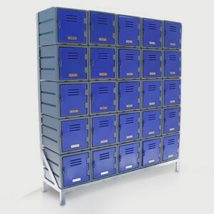 Plastic Food Lockers on Frame - 5 x 5-Tier (25 Tiers) - Flat Top - HACCP - 25FF-FLAT