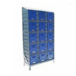 Plastic Food Lockers on Frame - 3 x 5-Tier (15 Tiers) - Slanted Top - HACCP - 15FF-SLANTED