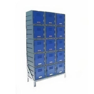 Plastic Food Lockers on Frame - 3 x 5-Tier (15 Tiers) - Flat Top - HACCP - 15FF-FLAT