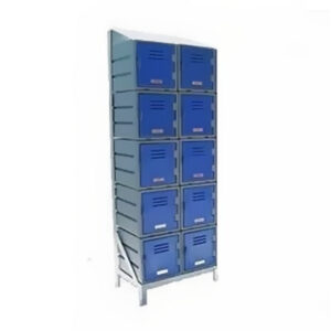 Plastic Food Lockers on Frame - 2 x 5-Tier (10 Tiers) - Slanted Top - HACCP - 10FF-SLANTED