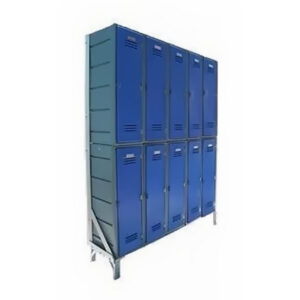 Plastic Clothes Lockers on Frame - 10 x Flat Top Lockers - HACCP - 10CF-FLAT