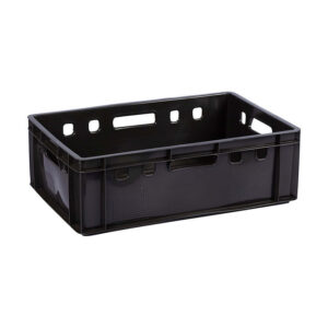 Plastic Crate - Stackable - Heavy Duty - Black - 60 x 39 x 19.7 cm