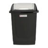 Contour 50L Rectangular Plastic Dust Bin - Square Swing Lid - Black - Pack of 5