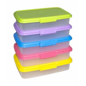 Contour Plastic Lunch Box - 1L - Assorted Colours - 5 Piece - Pack of 4