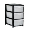 Plastic Three Drawer Unit - 3 Drawers - Black Frame & Clear Drawers