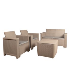Jabulani Patio Furniture Set - Outdoor - Rattan Look - Colour Options - 4 Piece