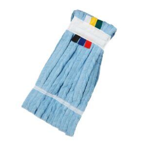 260g Fan Mop Head - Microfibre - 38mm Webbing - Blue With Colour Coded Tags