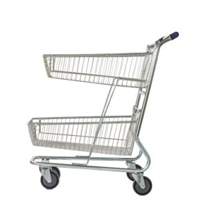 Steel Shopping Trolley - Two Metal Mesh Baskets - Large - Super Shopper -160L
