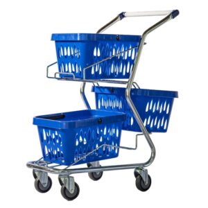 Steel Shopping Basket Trolley - Holds Three Shopping Baskets - Excludes Baskets