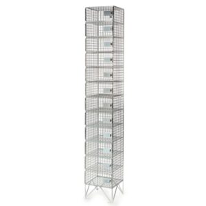 Wire Mesh Locker - Electro Plated - 12 Doors - 180 x 30 x 45cm