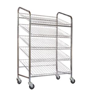 Wire Mesh Bread Trolley - Mobile - 5 Tier - Chrome and Electroplated - 153 x 110 x 58cm