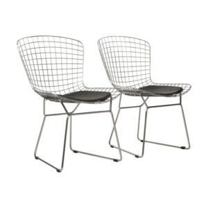 Visitors Arm Chair - Diamond Mesh Bertoia - Stainless Steel - Black