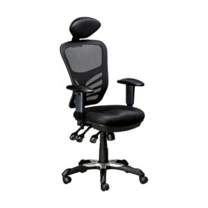 High Back Ergonomic Chair - Ergonet 3 - Netting - Headrest - 3 Lever Mechanism - Gas Height - Black