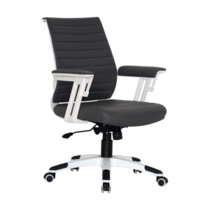 Medium Back Office Chair - Wall Street - PU Leather - Swivel and Tilt - Gas Height - Dark Grey