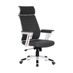 High Back Office Chair - Headrest - Wall Street - PU Leather - Swivel and Tilt - Gas Height - Dark Grey