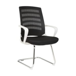 Visitors Office Chair - White Nite - Netting - Black Seat - White