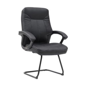 Visitors Arm Chair - PU Leather - Stud - Black